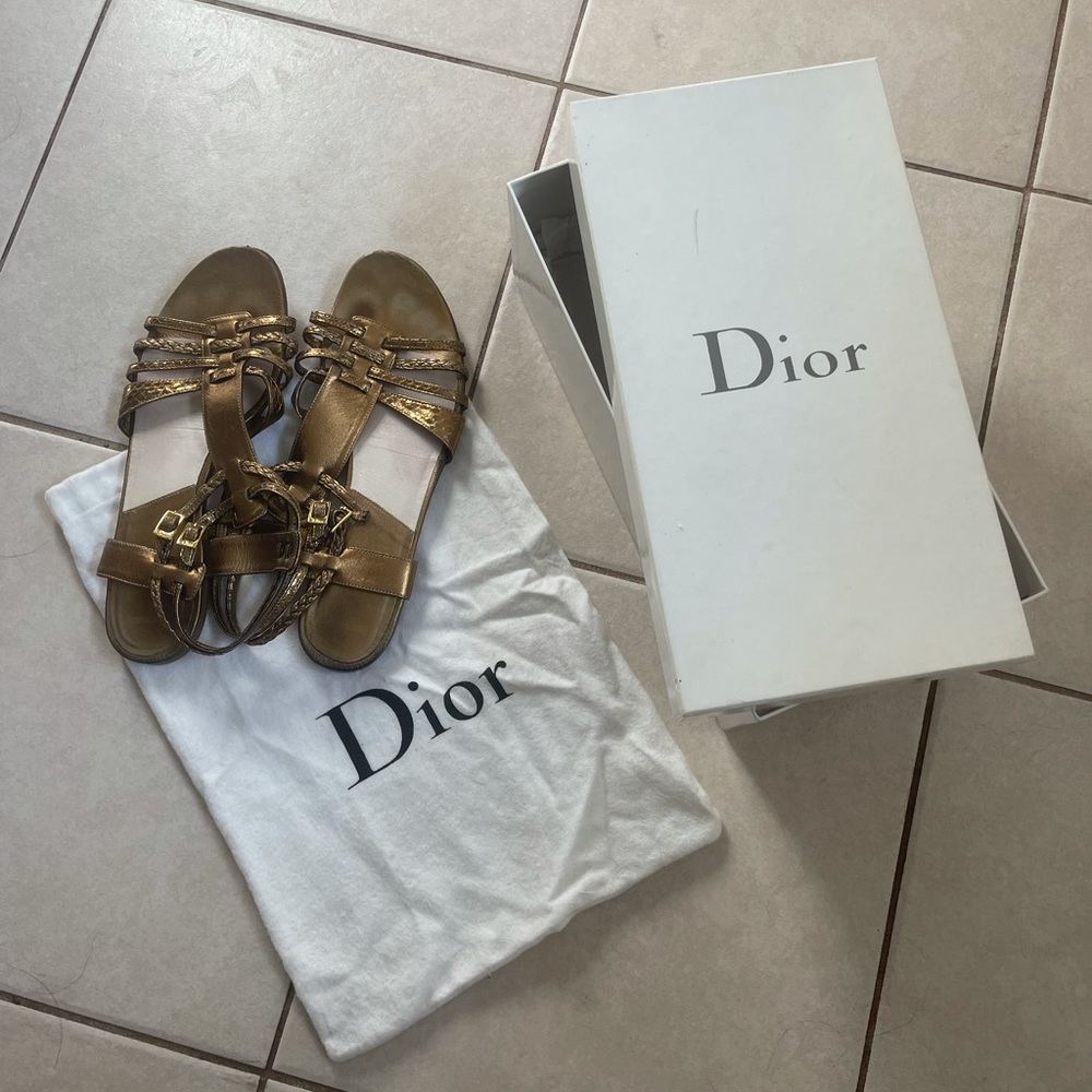 Dior Gold Sandals Sz 37 1/2